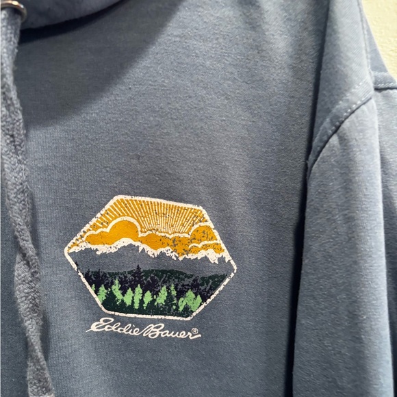 Eddie Bauer Mountain Graphic Hoodie - Light Blue men’s large casual fall - Picture 11 of 12